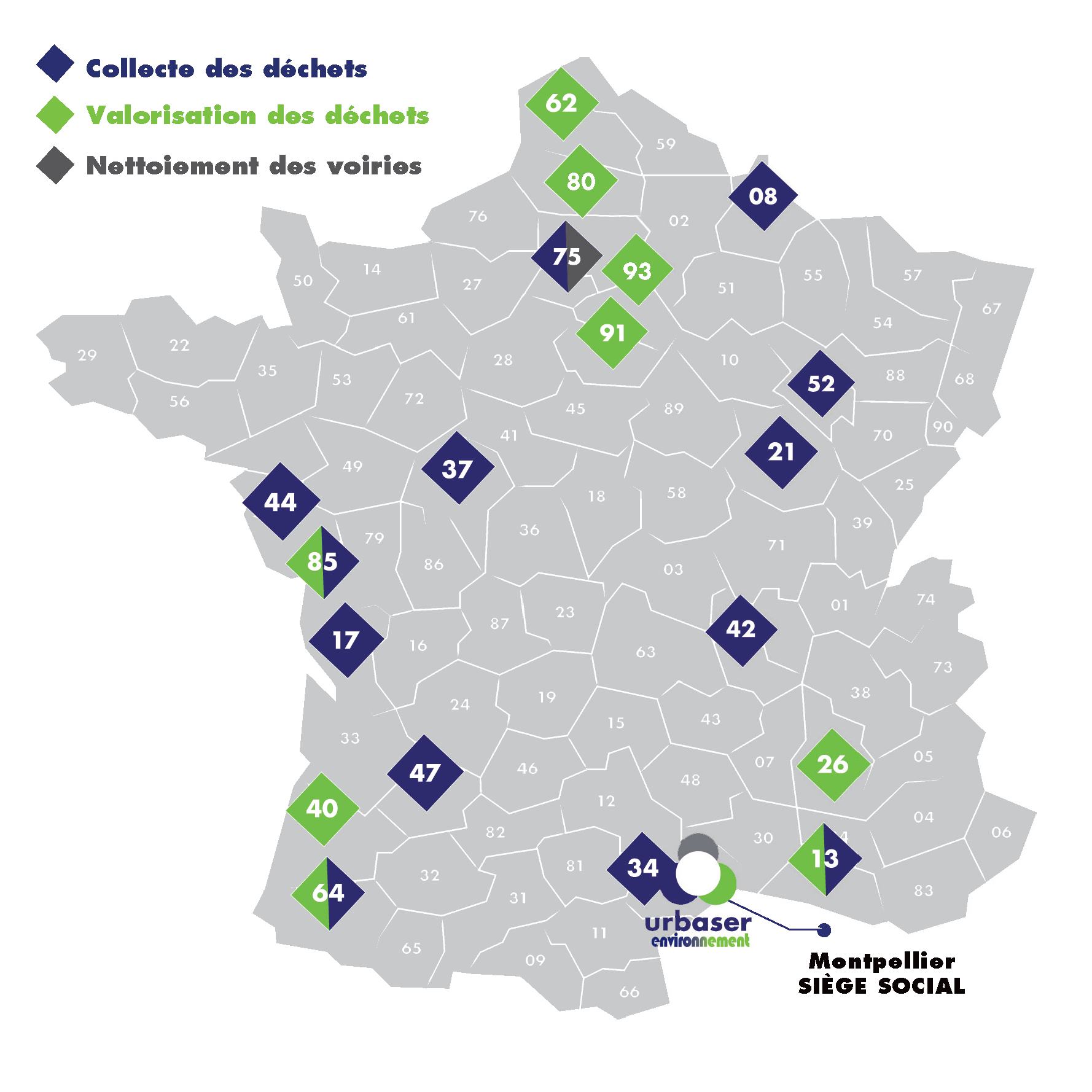 Urbaser Environnement - Nos implantations Urbaser Environnement - Nos implantations