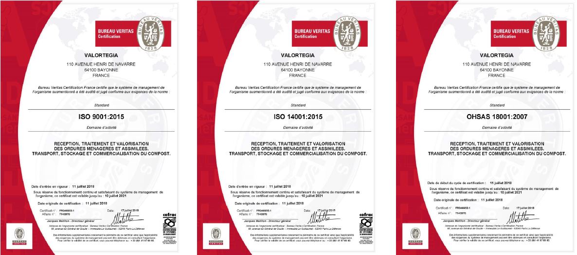 Certifications Valortegia